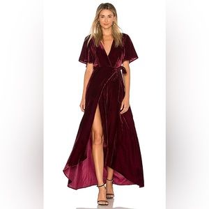 Privacy Please (Revolve) Red Velvet Wrap Dress sz S